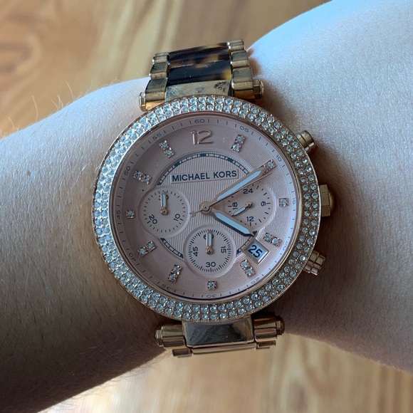 Michael Kors Rose Gold Tortoise Parker Watch